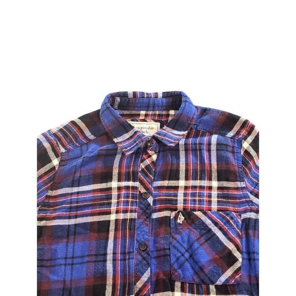 Abercrombie & Fitch Fleece Button Up Shirt Women Sz M Plaid Boho Hipster - Picture 2 of 7